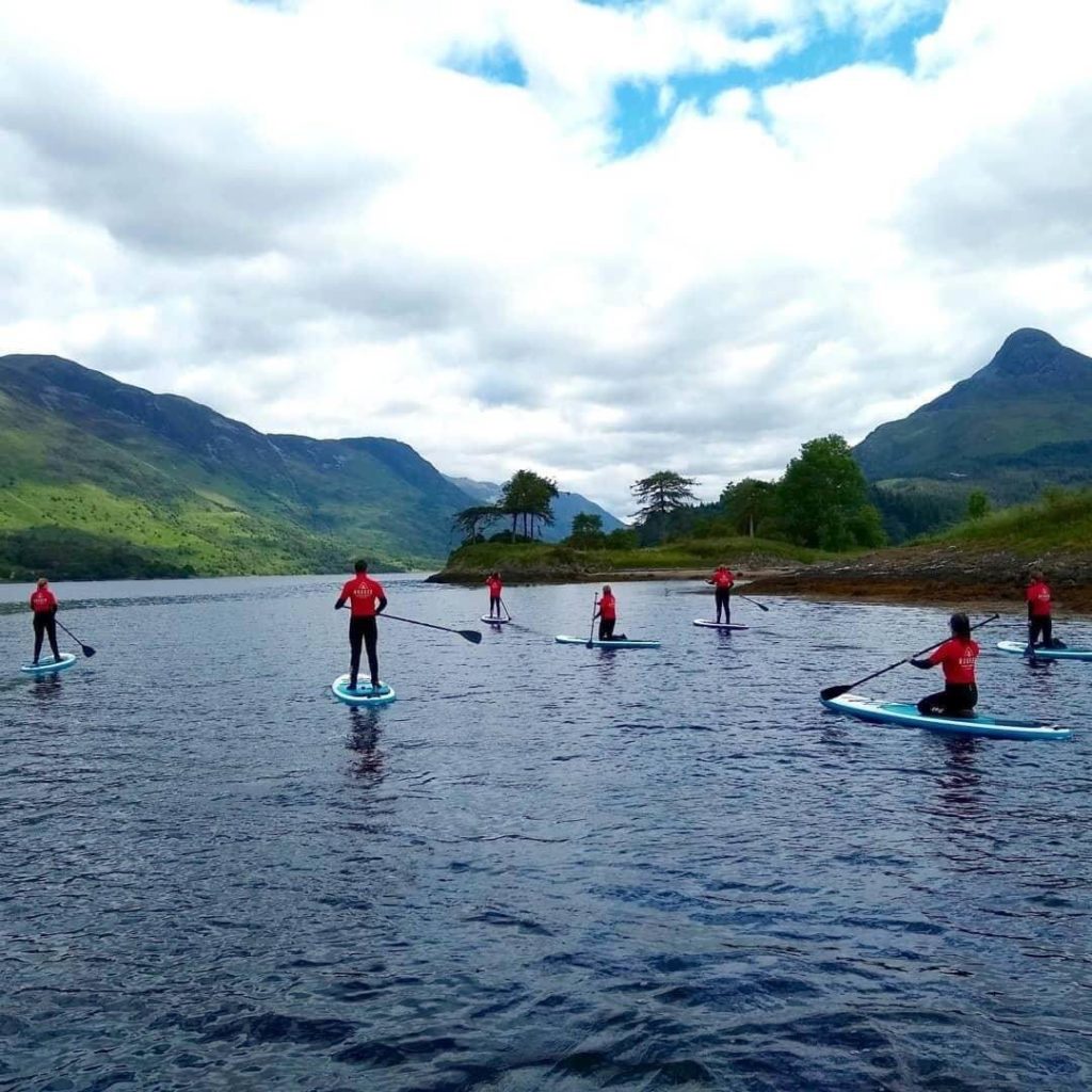Stand up paddleboarders on Loch Leven