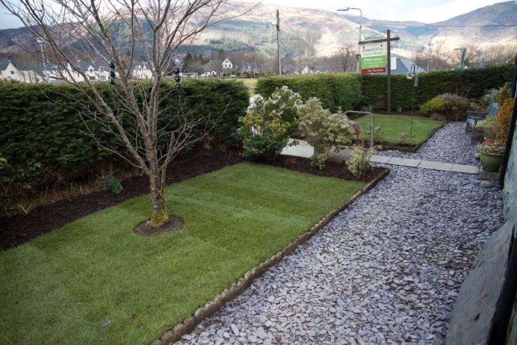 New laid lawn at Fern Villa