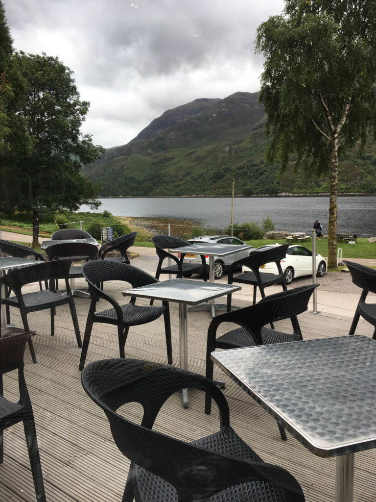 Lochleven Seafood Cafe outside seats on decking