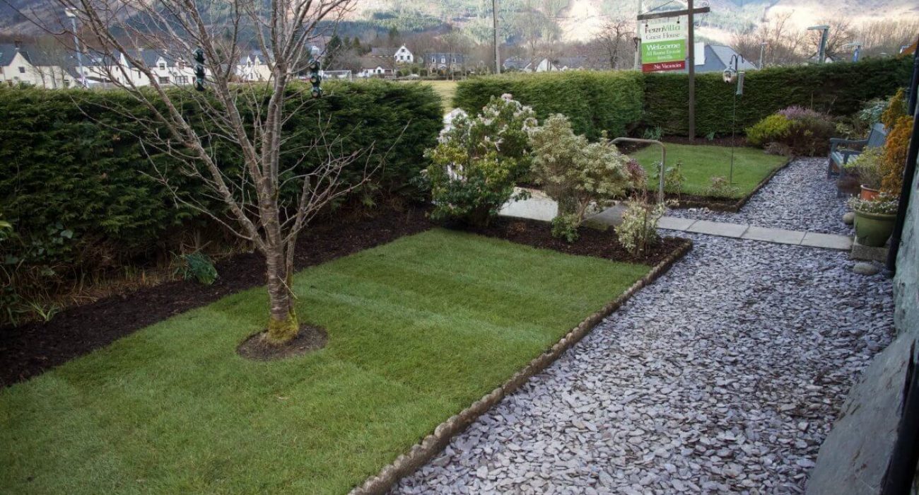 New laid lawn at Fern Villa